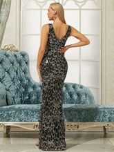V-Neck Split Backless Prom Dress